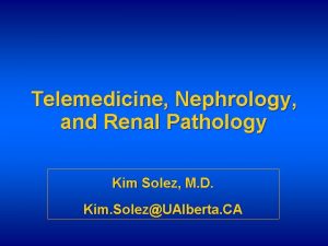 Telemedicine Nephrology and Renal Pathology Kim Solez M