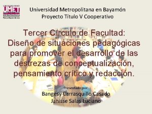 Universidad Metropolitana en Bayamn Proyecto Ttulo V Cooperativo