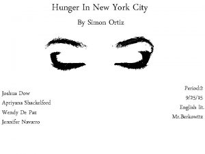 Hunger in new york city poem analysis