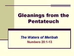 Gleanings from the Pentateuch The Waters of Meribah