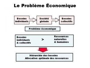 Le Problme conomique Besoins individuels Socit globale Besoins