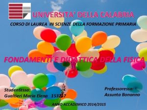 UNIVERSITA DELLA CALABRIA CORSO DI LAUREA IN SCIENZE