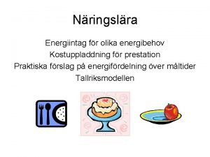 Nringslra Energiintag fr olika energibehov Kostuppladdning fr prestation