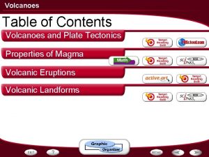 Volcanoes Table of Contents Volcanoes and Plate Tectonics