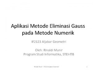 Aplikasi eliminasi gauss