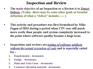 Objective of inspection