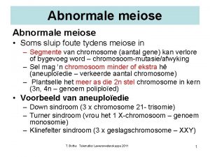 Abnormale meiose Soms sluip foute tydens meiose in