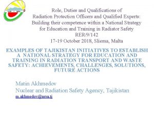 Role Duties and Qualifications of Radiation Protection Officers