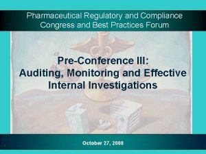 Pharmaceutical Regulatory and Compliance Congress and Best Practices