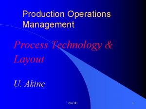 Production Operations Management Process Technology Layout U Akinc