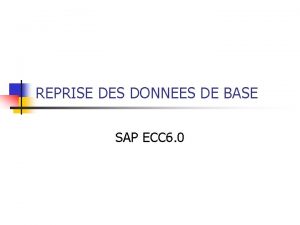 Données de base sap