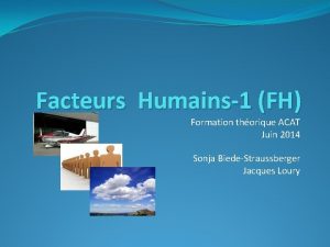 Facteurs Humains1 FH Formation thorique ACAT Juin 2014