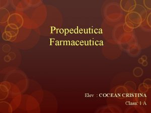 Propedeutica farmaceutica