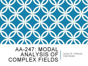 AA247 MODAL ANALYSIS OF COMPLEX FIELDS Lecture 16
