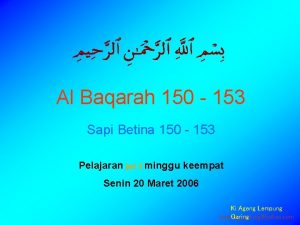 Al Baqarah 150 153 Sapi Betina 150 153