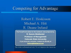 Competing for Advantage Robert E Hoskisson Michael A