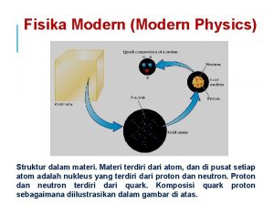 Fisika Modern Modern Physics Struktur dalam materi Materi