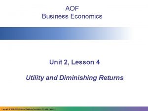 AOF Business Economics Unit 2 Lesson 4 Utility