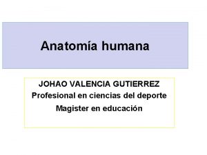 Anatoma humana JOHAO VALENCIA GUTIERREZ Profesional en ciencias