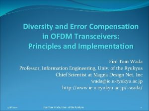 Diversity and Error Compensation in OFDM Transceivers Principles