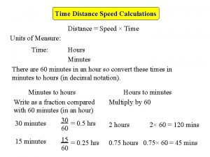 Time Distance Speed Calculations Distance Speed Time Units