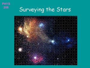 PHYS 205 Surveying the Stars PHYS 205 Parallax