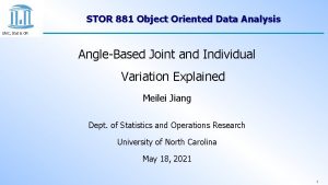 STOR 881 Object Oriented Data Analysis UNC Stat