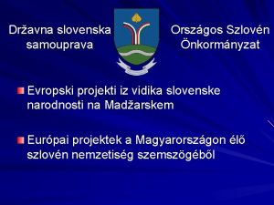 Dravna slovenska samouprava Orszgos Szlovn nkormnyzat Evropski projekti