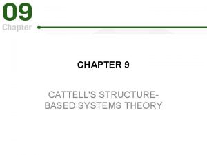 CHAPTER 9 CATTELLS STRUCTUREBASED SYSTEMS THEORY Approach to