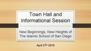 Town Hall and Informational Session New Beginnings New