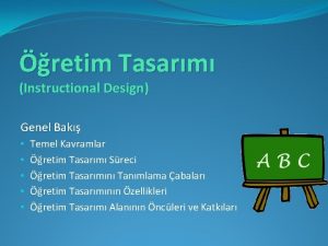 retim Tasarm Instructional Design Genel Bak Temel Kavramlar