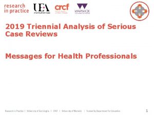 2019 Triennial Analysis of Serious Case Reviews Messages