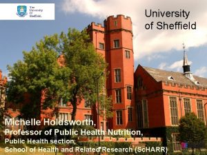 University of Sheffield Michelle Holdsworth Professor of Public