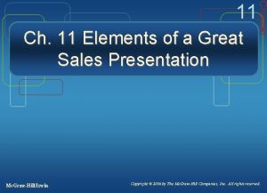 Ch 11 Elements of a Great Sales Presentation