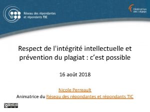 Respect de lintgrit intellectuelle et prvention du plagiat