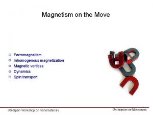 Magnetism on the Move Ferromagnetism Inhomogenous magnetization Magnetic