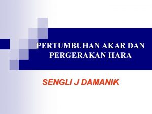 PERTUMBUHAN AKAR DAN PERGERAKAN HARA SENGLI J DAMANIK