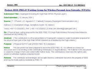 January 2001 doc IEEE 802 15TG 3 00210