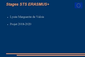 Stages STS ERASMUS Lyce Marguerite de Valois Projet