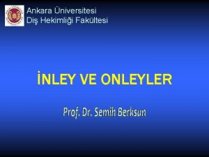 Ankara niversitesi Di Hekimlii Fakltesi NLEY VE ONLEYLER