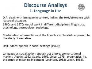 Discourse Analisys 1 Language in Use D A