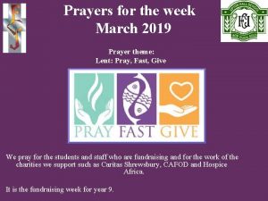 Prayers for the week March 2019 Prayer theme