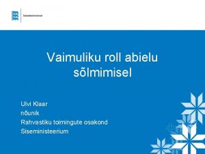 Vaimuliku roll abielu slmimisel Ulvi Klaar nunik Rahvastiku