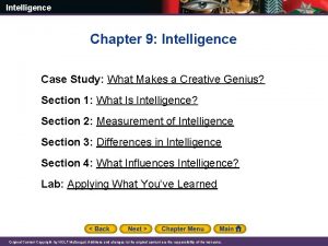 Intelligence Chapter 9 Intelligence Case Study What Makes