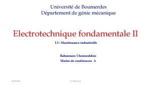 Universit de Boumerdes Dpartement de gnie mcanique Electrotechnique