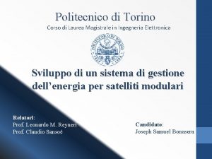 Politecnico di Torino Corso di Laurea Magistrale in