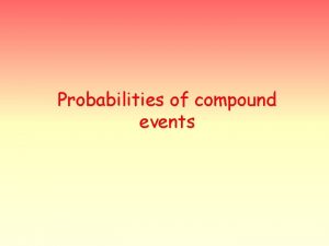 Probabilities of compound events Vocabulary A compound event