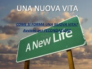 UNA NUOVA VITA COME SI FORMA UNA NUOVA