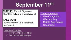 September TURN IN Parent Signature sheet for syllabus