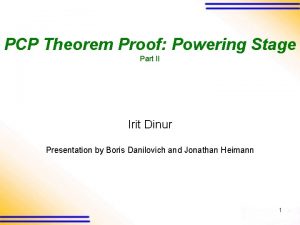 PCP Theorem Proof Powering Stage Part II Irit